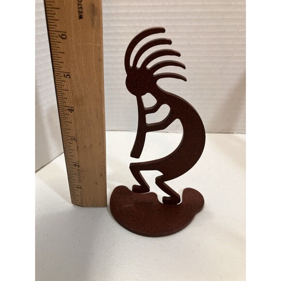 Kokopelli Metal Art Native American Flute Figure 6” Tall Statue - Picture 3 of 4